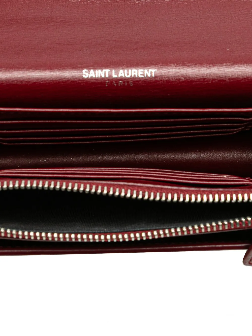 Pre-owned Saint Laurent 2017 Calfskin Monogram Sunset Chain Wallet Crossbody Bag In Red