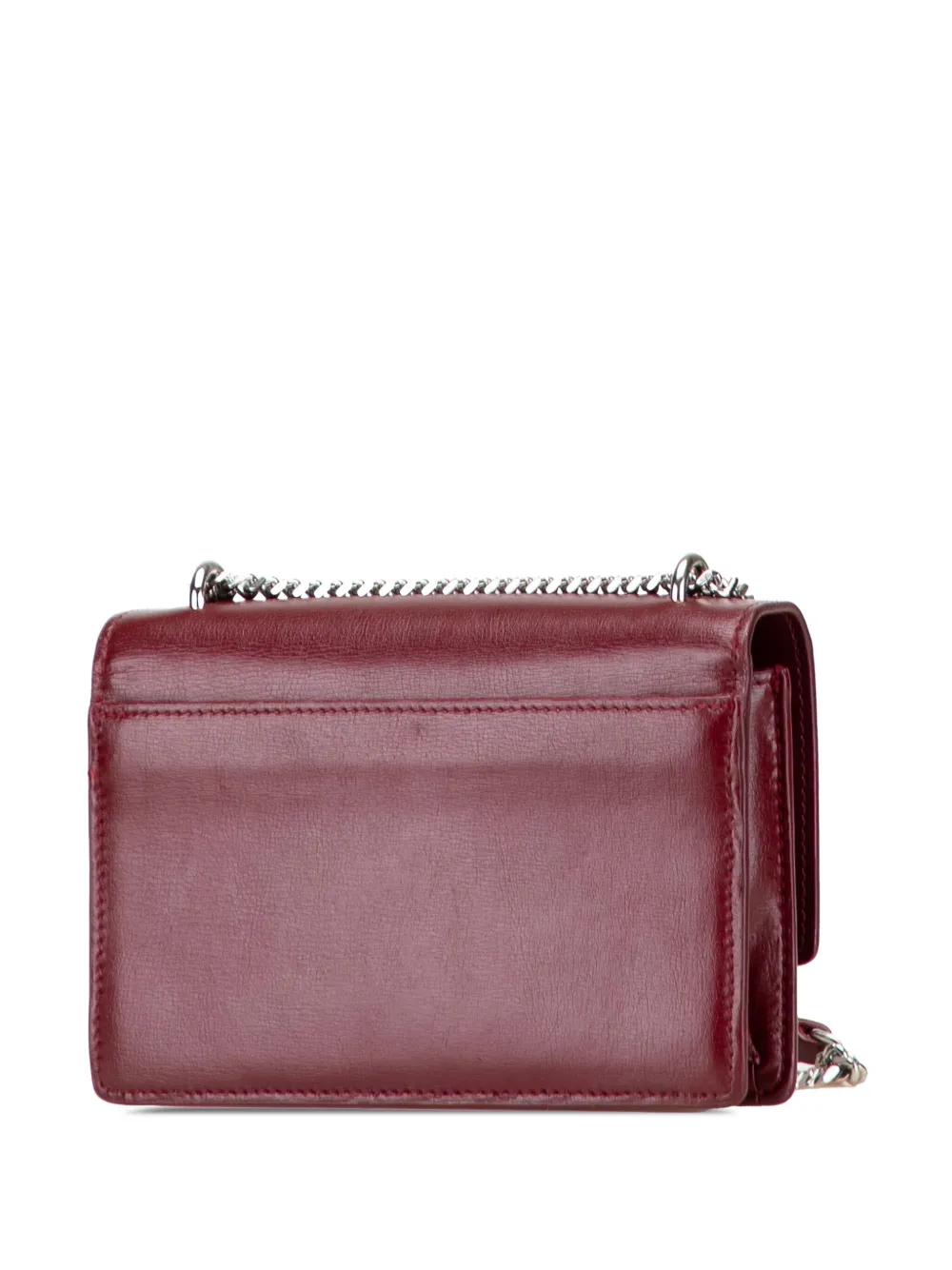 Pre-owned Saint Laurent 2017 Calfskin Monogram Sunset Chain Wallet Crossbody Bag In Red