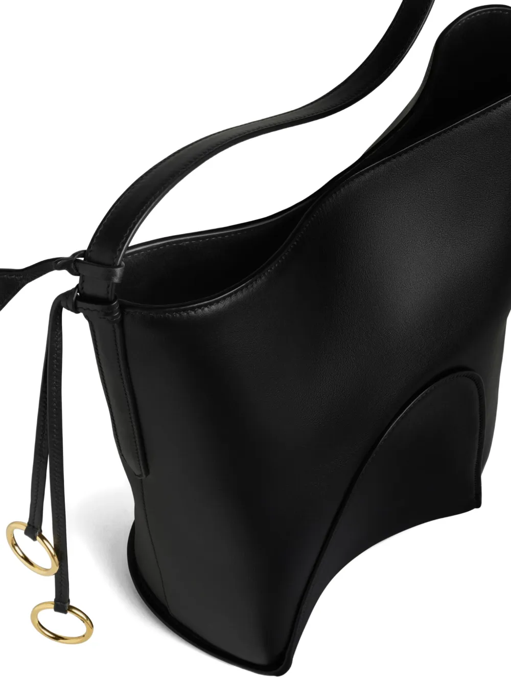 Small Hip Leather Bucket Bag