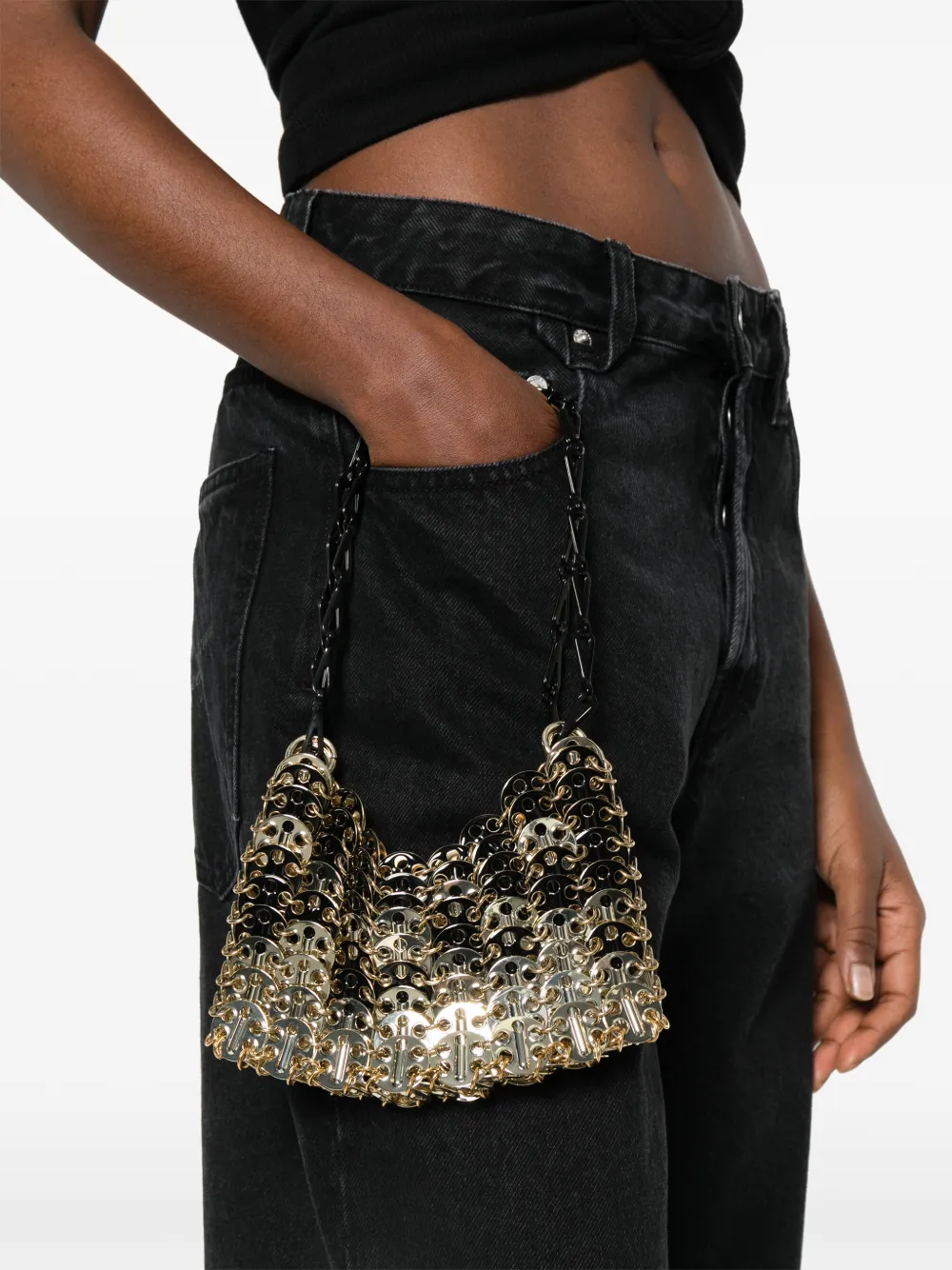 Rabanne Mini 1969 Disc Shoulder Bag In Gold