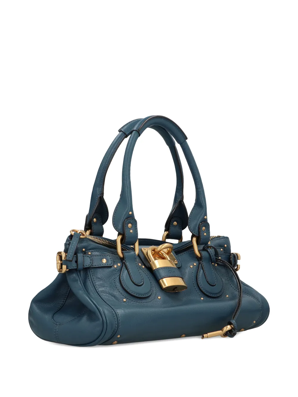 Chloé Chloe Paddington Grained Leather Shoulder Bag In Blue