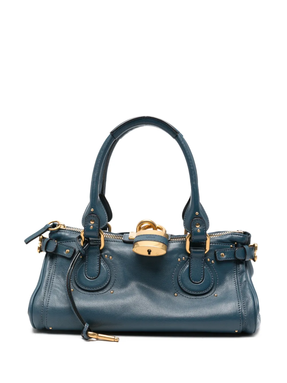 Chloé CHLOE PADDINGTON GRAINED LEATHER SHOULDER BAG - 44Q - TAPESTRY BLUE