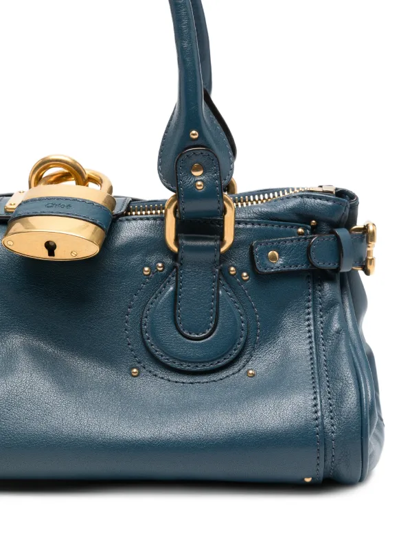 Chloé Paddington Grained Leather Shoulder Bag | Blue | FARFETCH RO