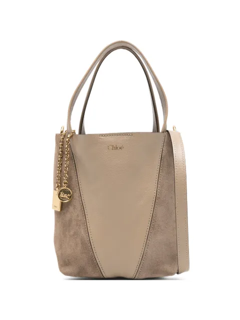 Chloé small suede grained leather tote bag