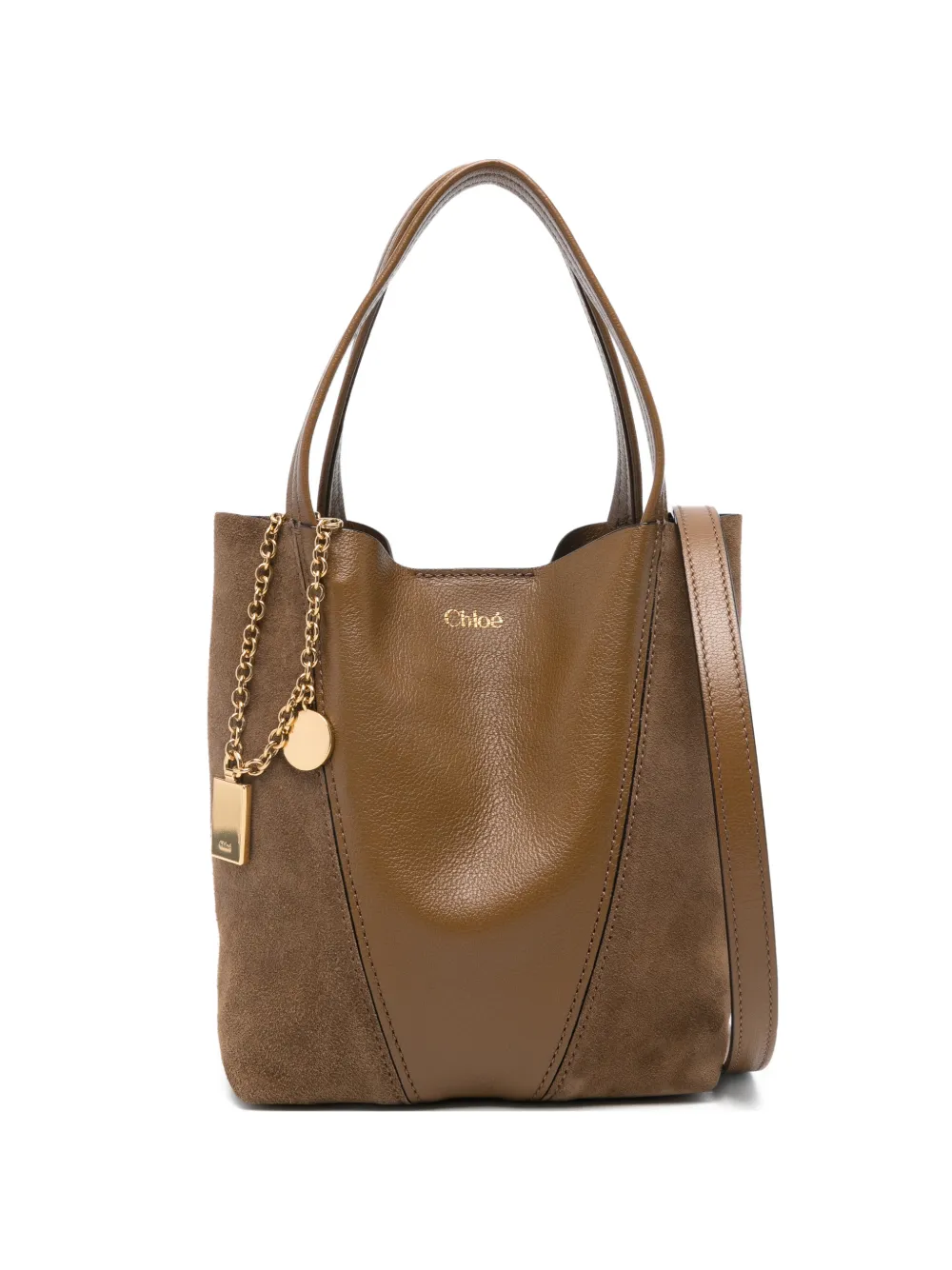Chloé small Spin grained-leather tote bag - Marrone