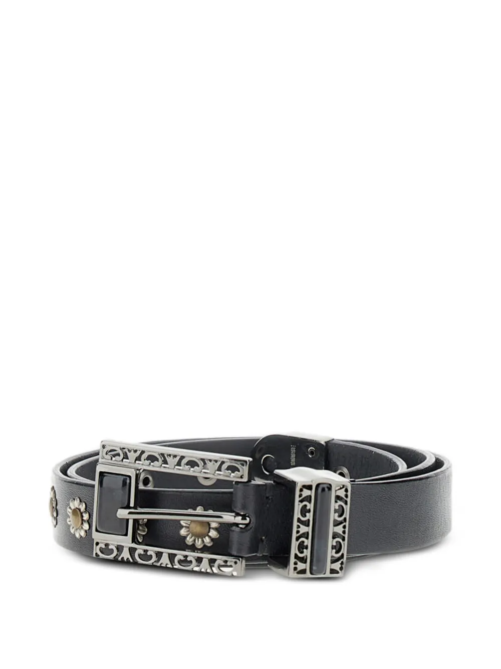 Golden Goose Stud-embellishment Leather Belt In Burgundy