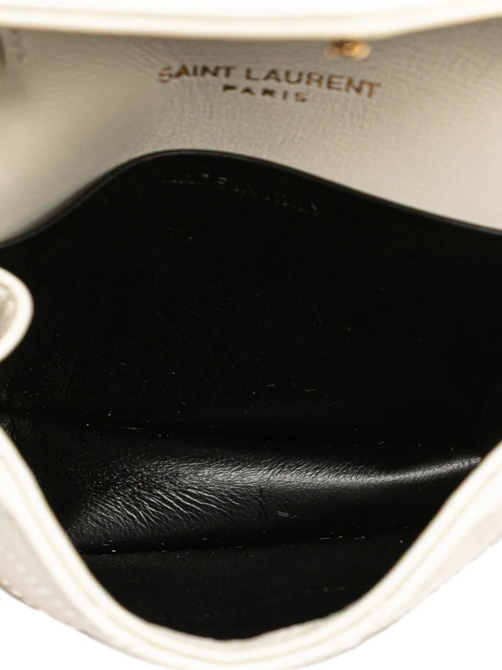 Pre-owned Saint Laurent 2022 Micro Quilted Lambskin Monogram Gaby Crossbody Bag In White