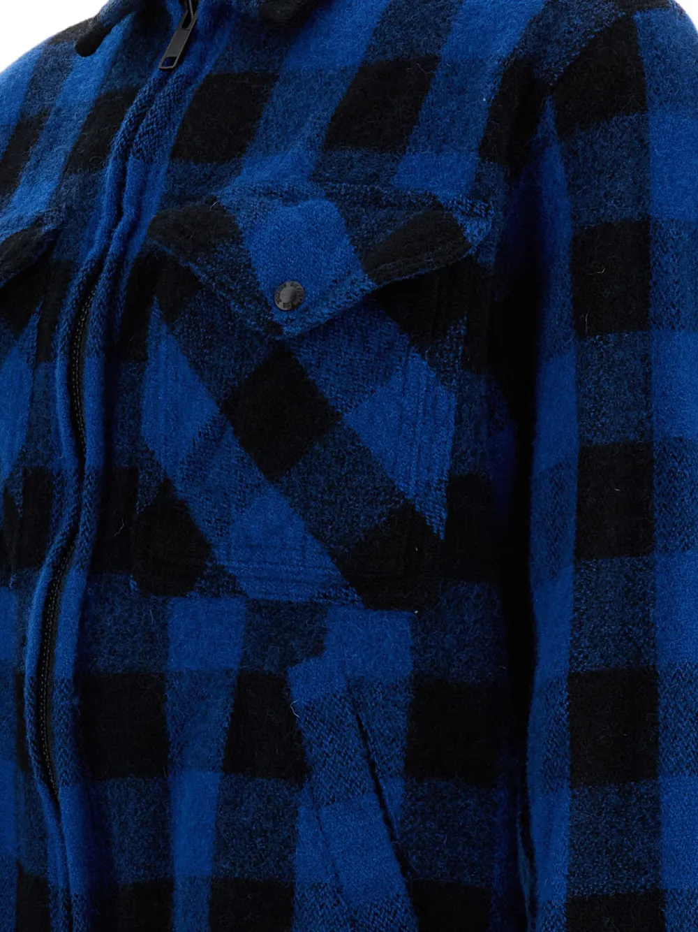 Junya Watanabe MAN Shirtjack met tartan ruit en rits Blauw