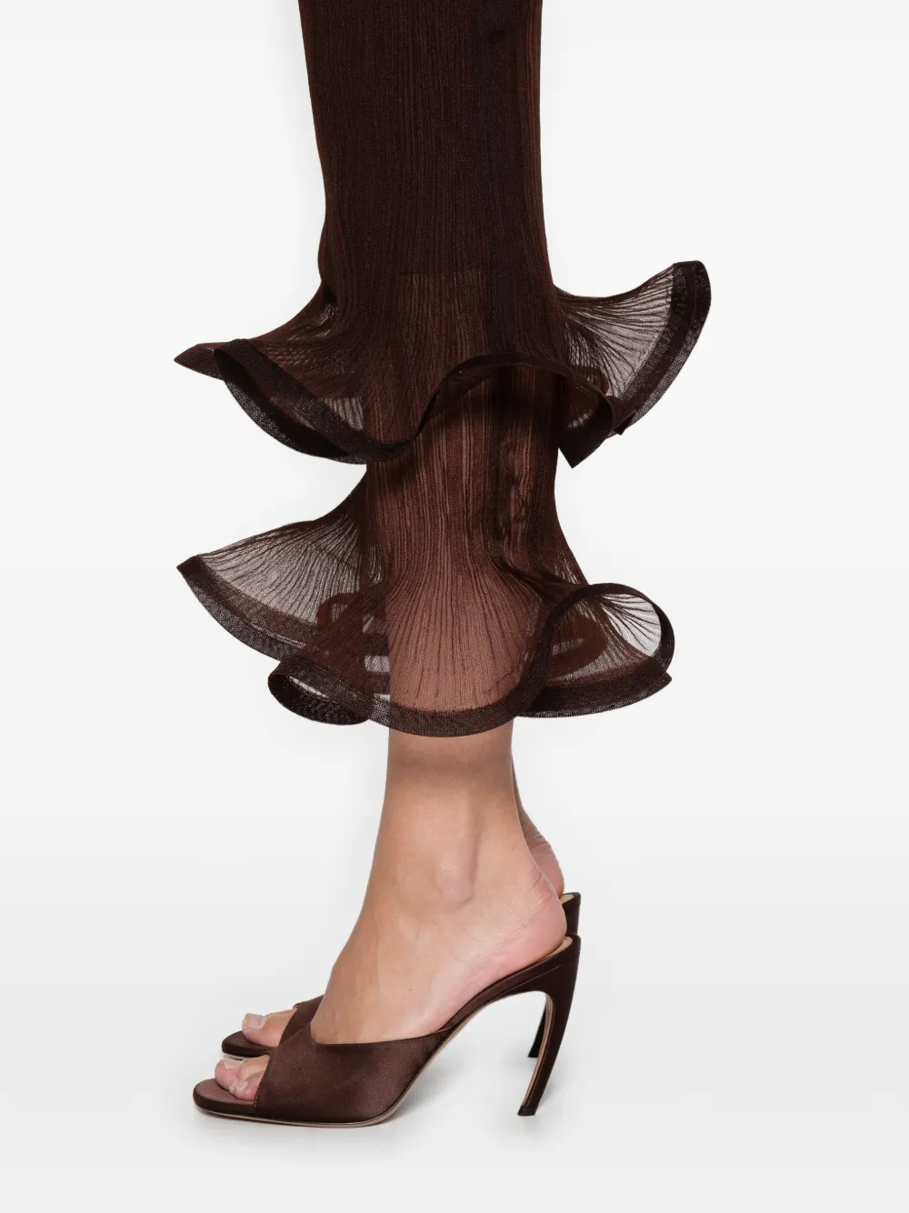 Simkhai Selena Bodycon Ruffle Midi Dress In Brown