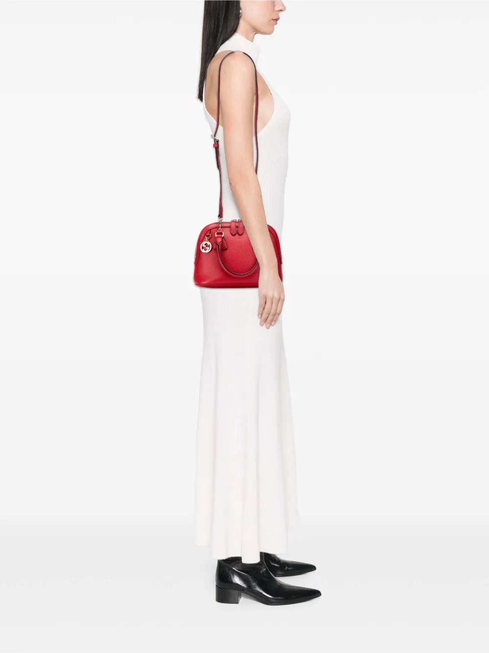 Pre-owned Gucci 2000-2015 Mini Leather Gg Charm Dome Satchel In Red