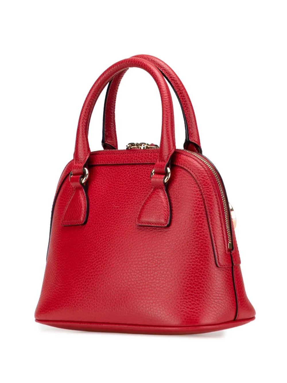 Pre-owned Gucci 2000-2015 Mini Leather Gg Charm Dome Satchel In Red