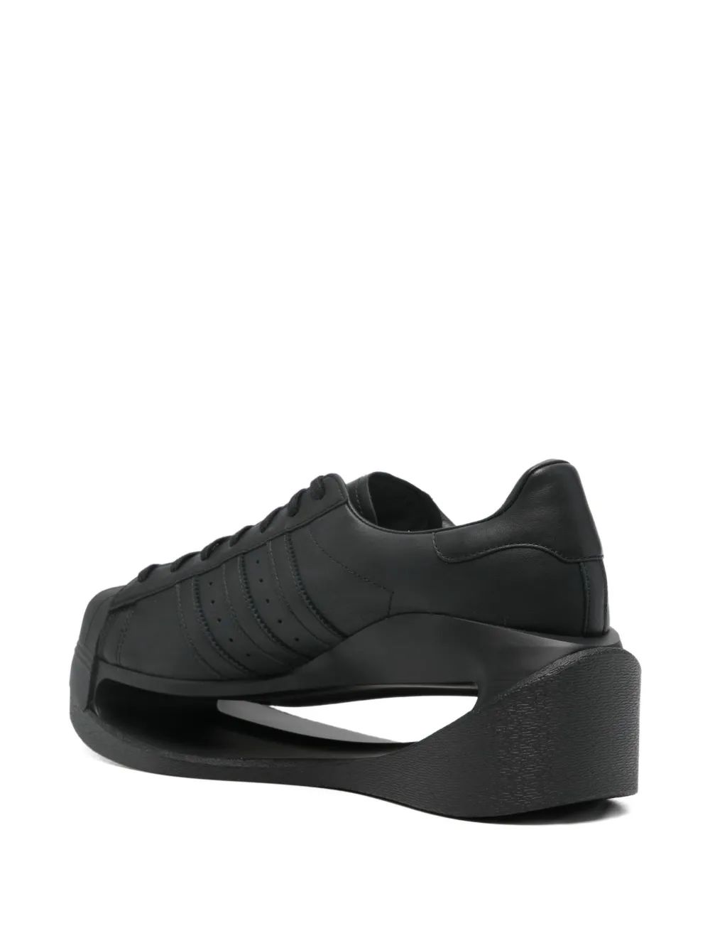 Y-3 Leren sneakers met plateauzool Zwart
