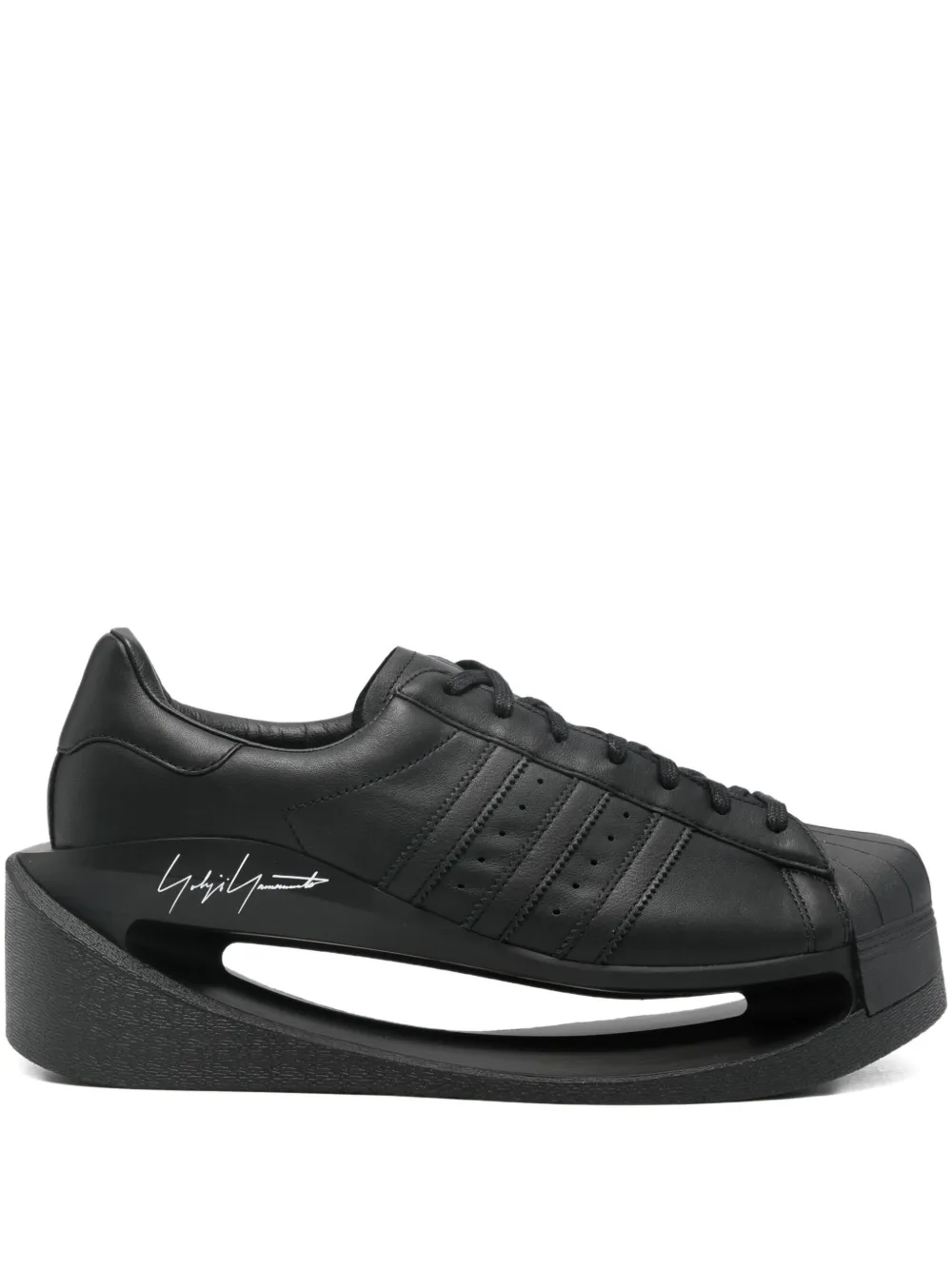 Y-3 platform leather trainers Black