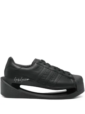 Y-3 Adios Pro 3.0 LX signature-detail Leather Trainers | Black
