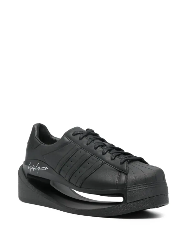 Y-3 レザープラットフォームスニーカー | ブラック | FARFETCH JP