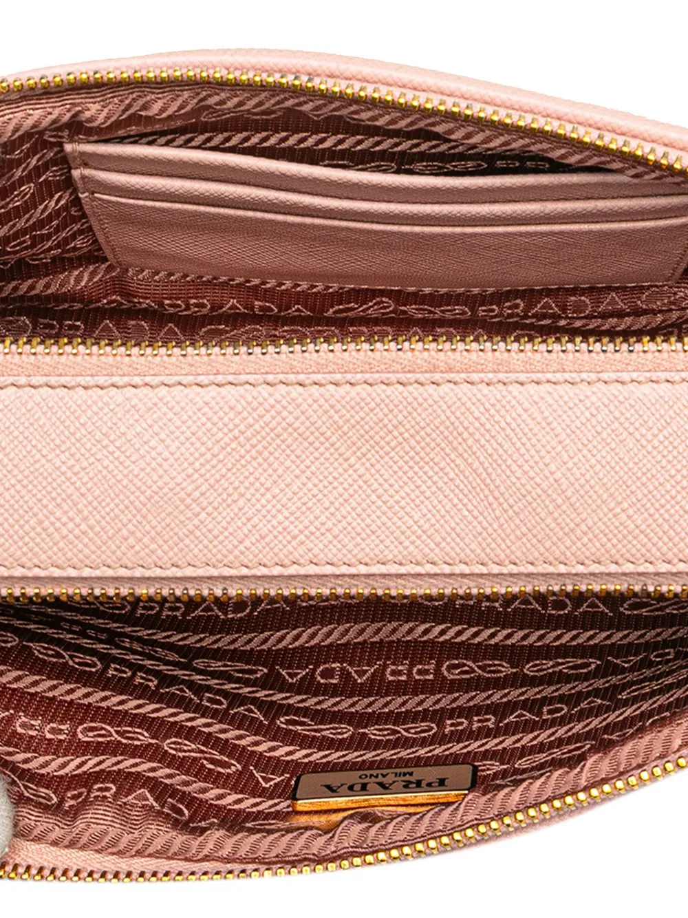 Pre-owned Prada 2000-2025 Mini Saffiano Double Zip Crossbody Bag In Pink