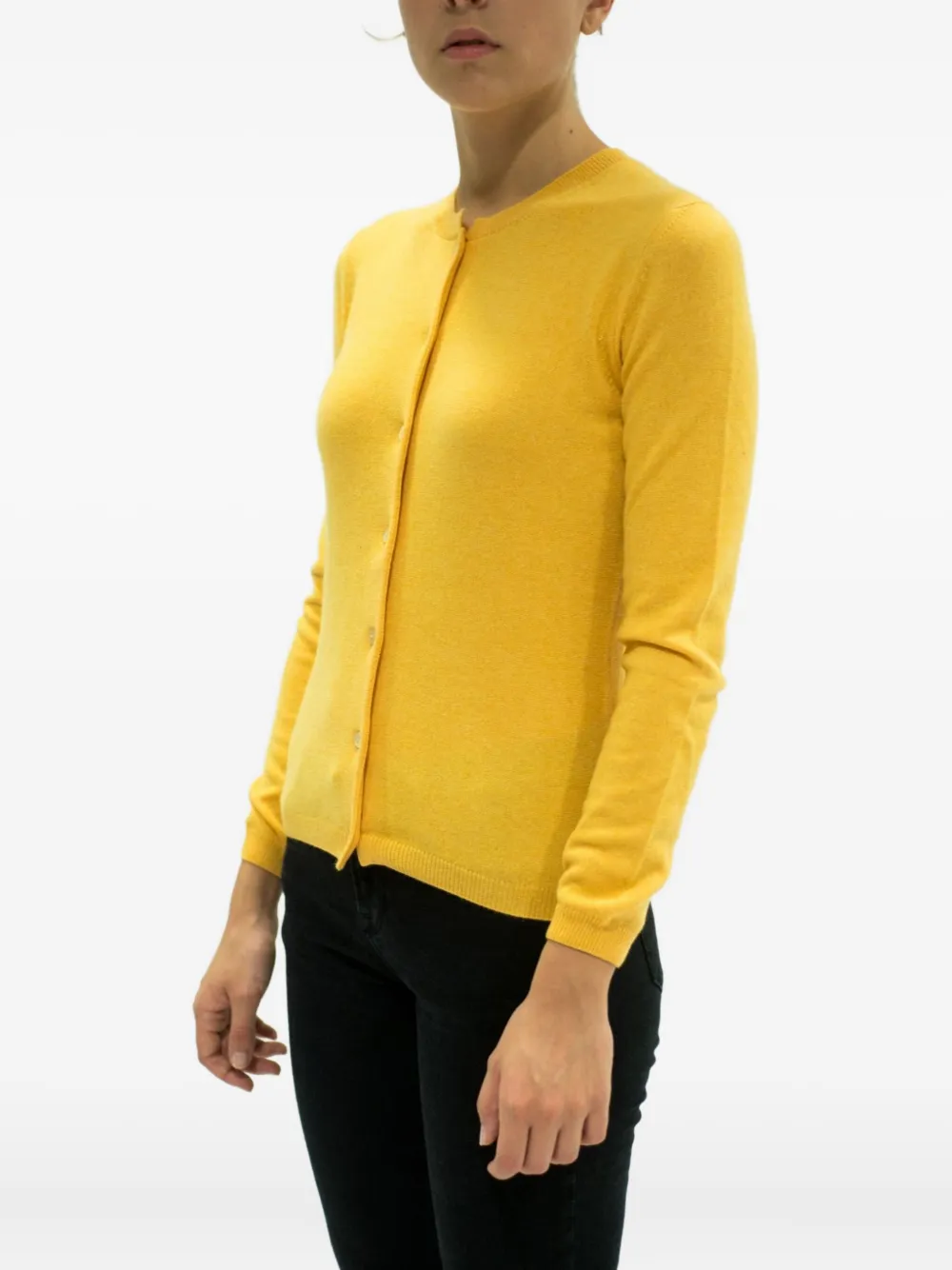 La Rose Buttoned Cashmere Cardigan In Yellow
