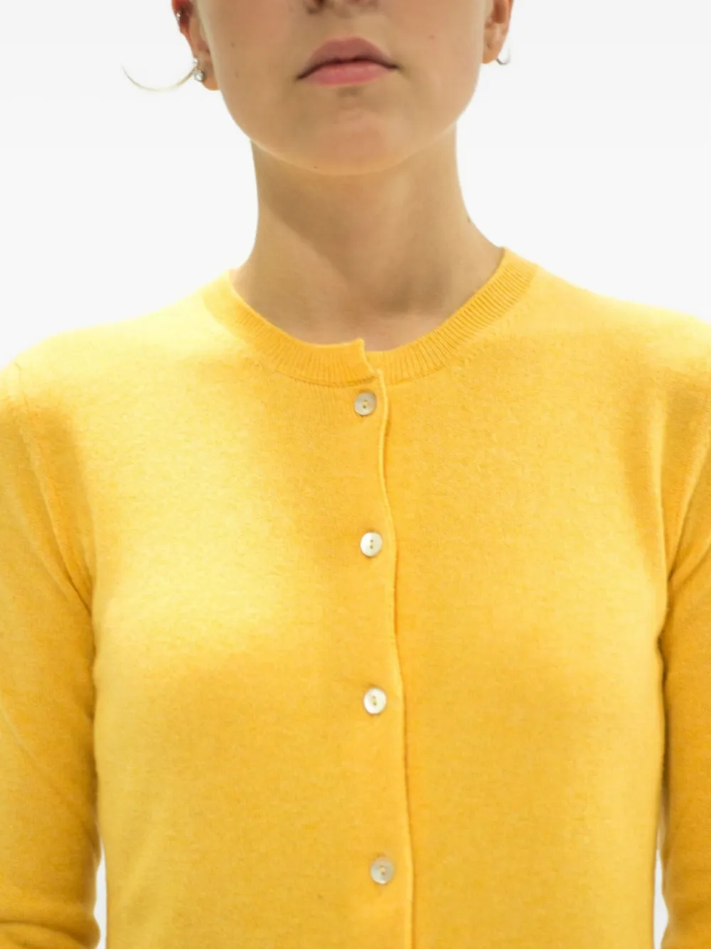 La Rose Buttoned Cashmere Cardigan In Yellow