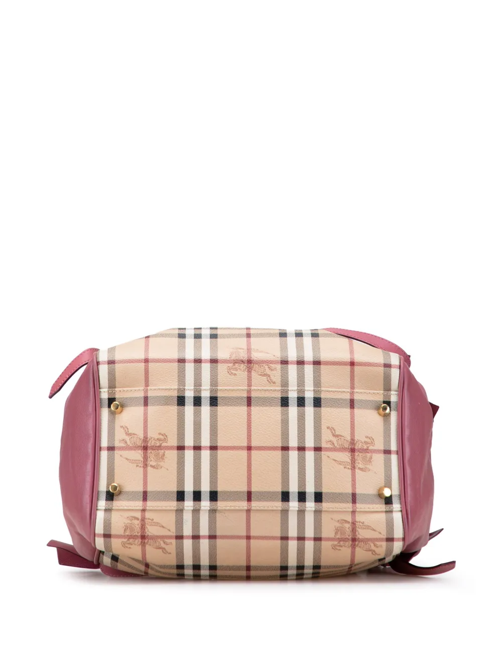 Pre-owned Burberry 2000-2017 Small Leather Trimmed Haymarket Check Coated Canvas Canterbury Bow Tote Bag In Brown
