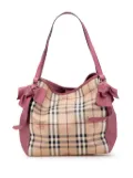 Burberry Pre-Owned 2000-2017 Small Leather Trimmed Haymarket Check Coated Canvas Canterbury Bow tote bag - Brown