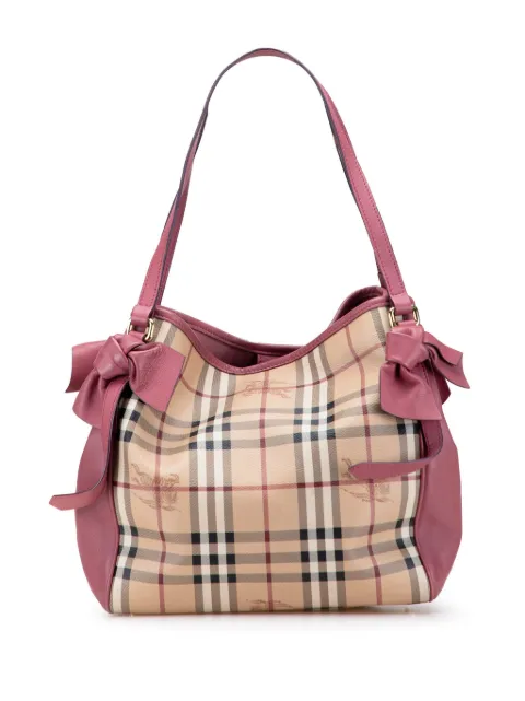Burberry Pre-Owned 2000-2017 Small Leather Trimmed Haymarket Check Coated Canvas Canterbury Bow tote bag