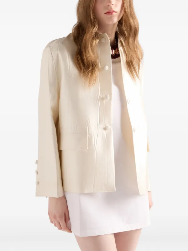 ジャケット・アウター 22SS PRADA SingleBreasted CollaredJacket Prada single-breasted Silk And Wool Jacket | Neutrals | FARFETCH ZA