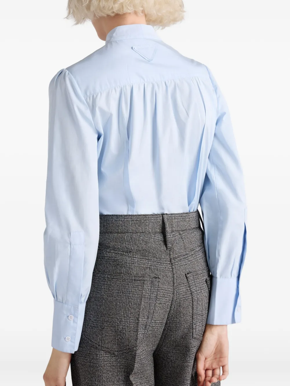 Prada Katoenen blouse met strikkraag Blauw