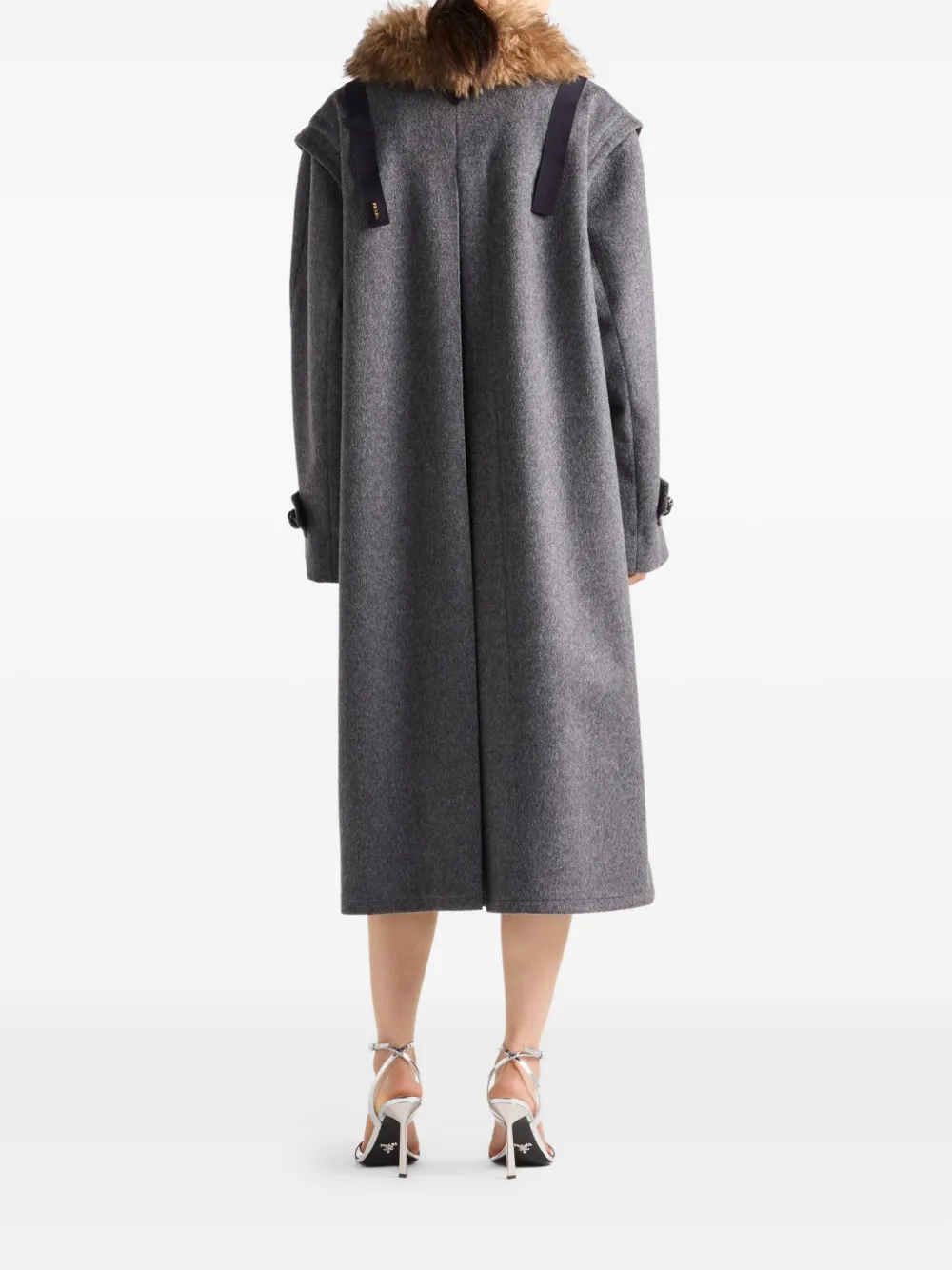 Prada Single-breasted Double Loden Cloth Coat In Gray