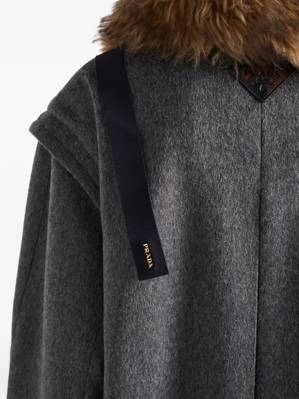 Prada Single-breasted Double Loden Cloth Coat In Gray
