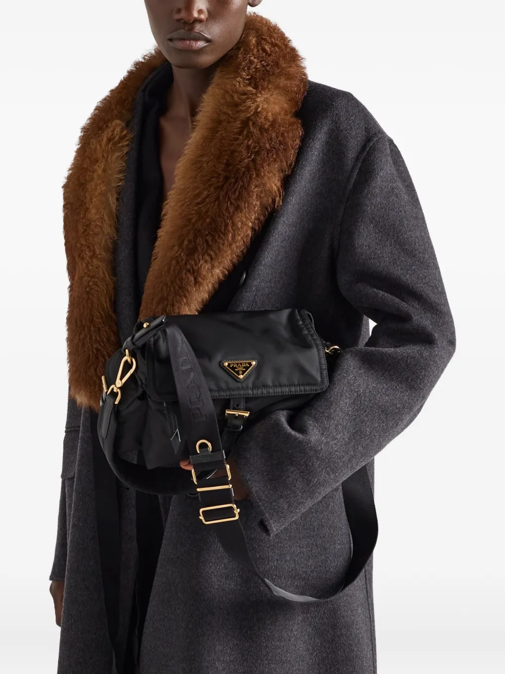 Prada Double-breasted Double Cashwool Coat In Gray