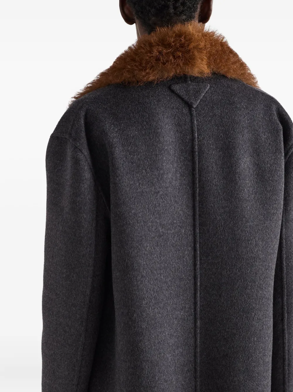 Prada Double-breasted Double Cashwool Coat In Gray