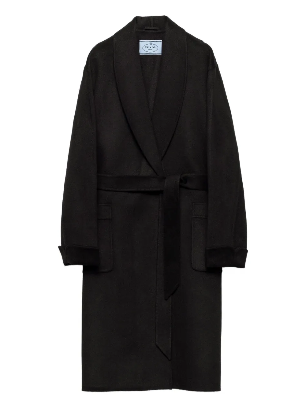 Prada shawl-lapels belted coat | Black | Image 1