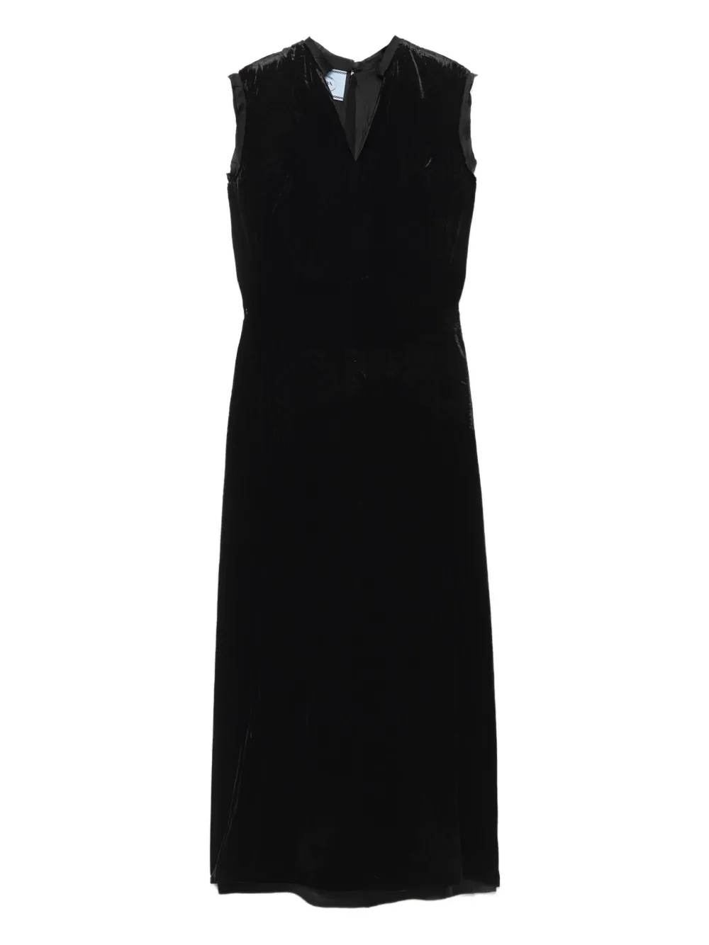 Prada Velvet Bow-back Sleeveless Midi Dress In Black