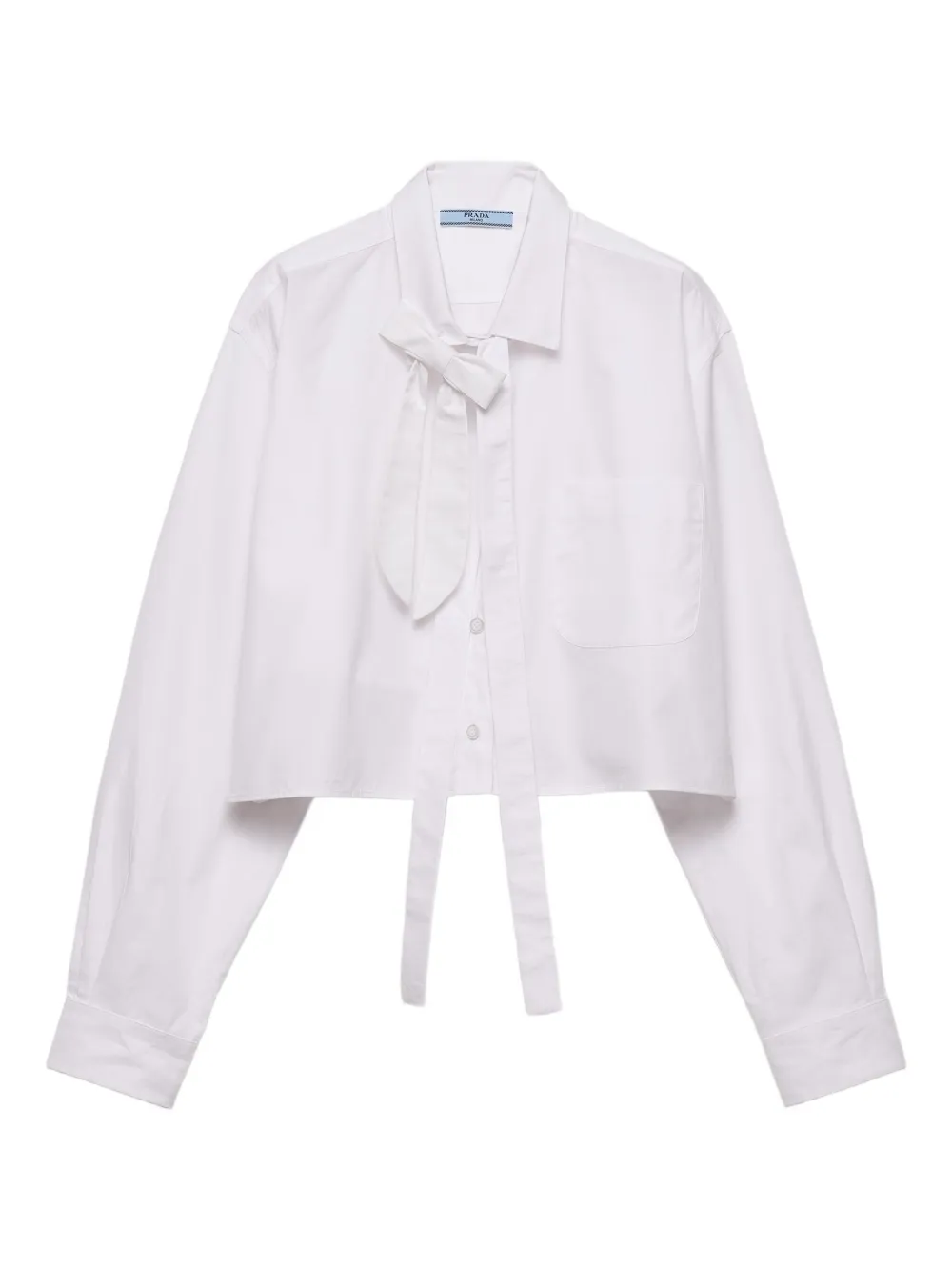 Prada bow-collar patch-pocket shirt - Bianco