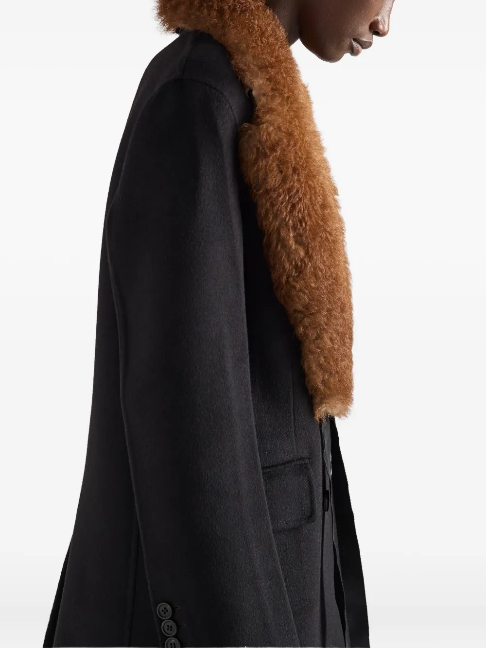 Prada Double-breasted Coat In Black
