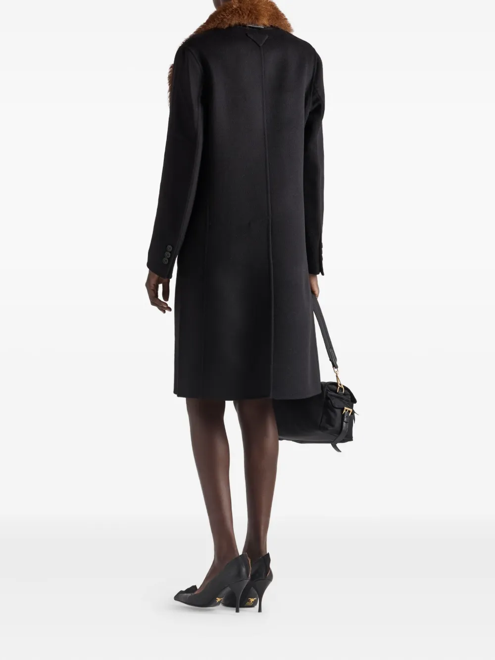 Prada Double-breasted Coat In Black