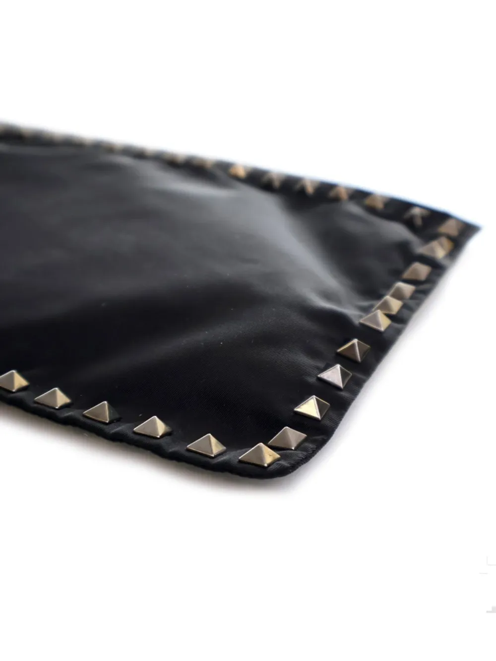 Pre-owned Valentino Garavani 2018-2025 Nylon Rockstud Zip Pouch Clutch Bag In Black