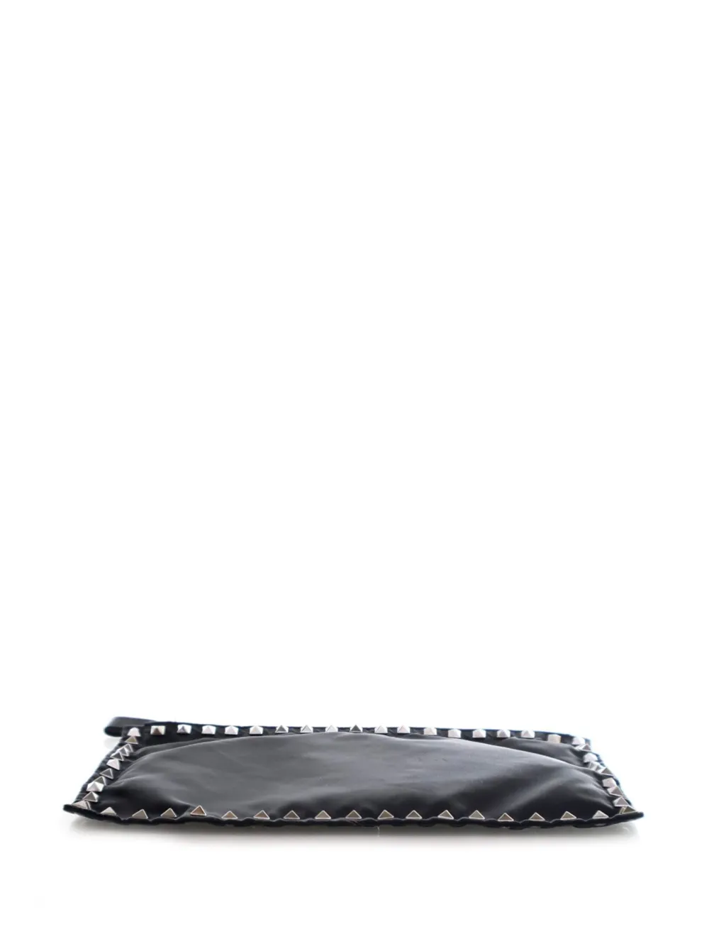Pre-owned Valentino Garavani 2018-2025 Nylon Rockstud Zip Pouch Clutch Bag In Black