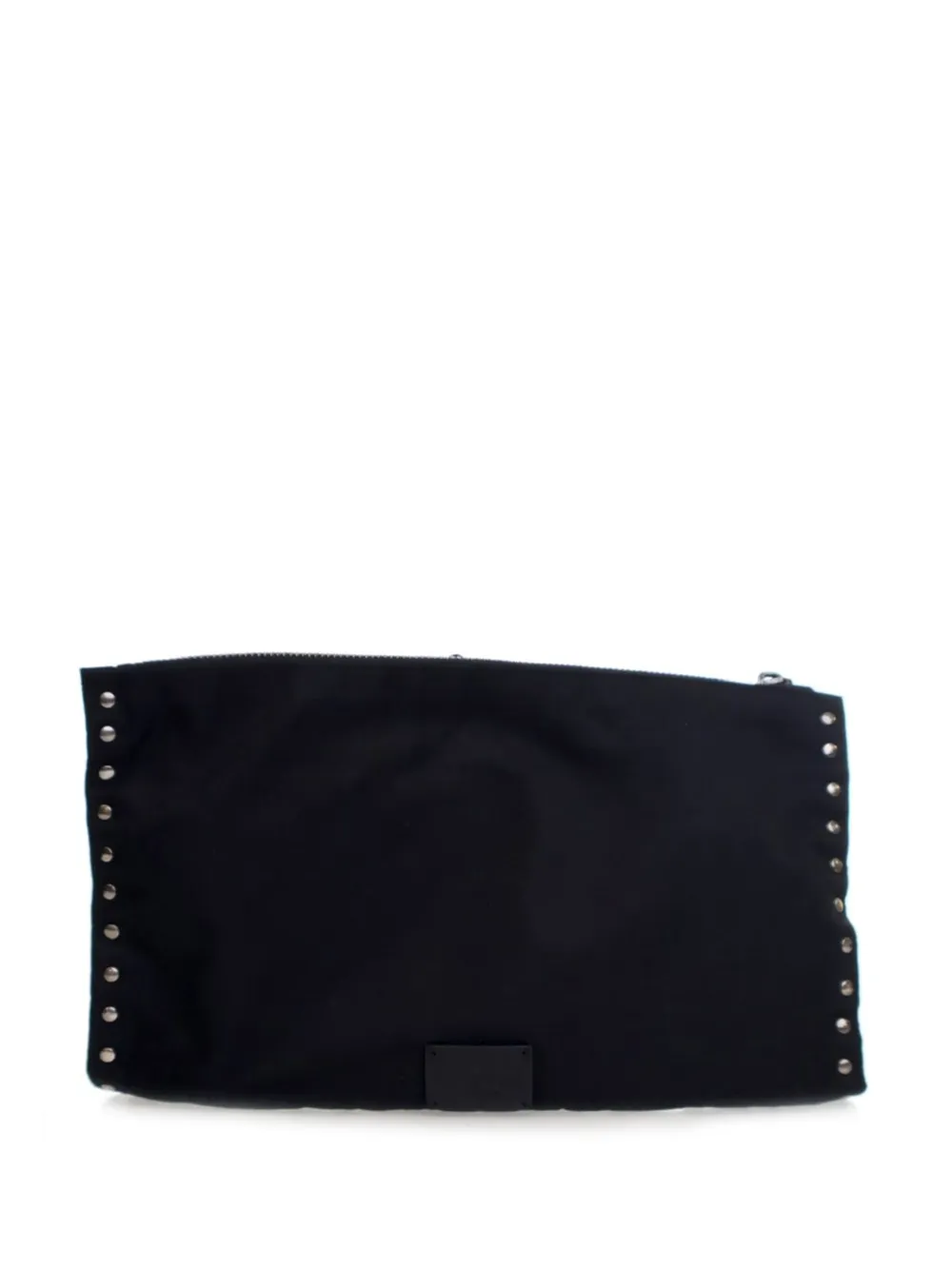 Pre-owned Valentino Garavani 2018-2025 Nylon Rockstud Zip Pouch Clutch Bag In Black
