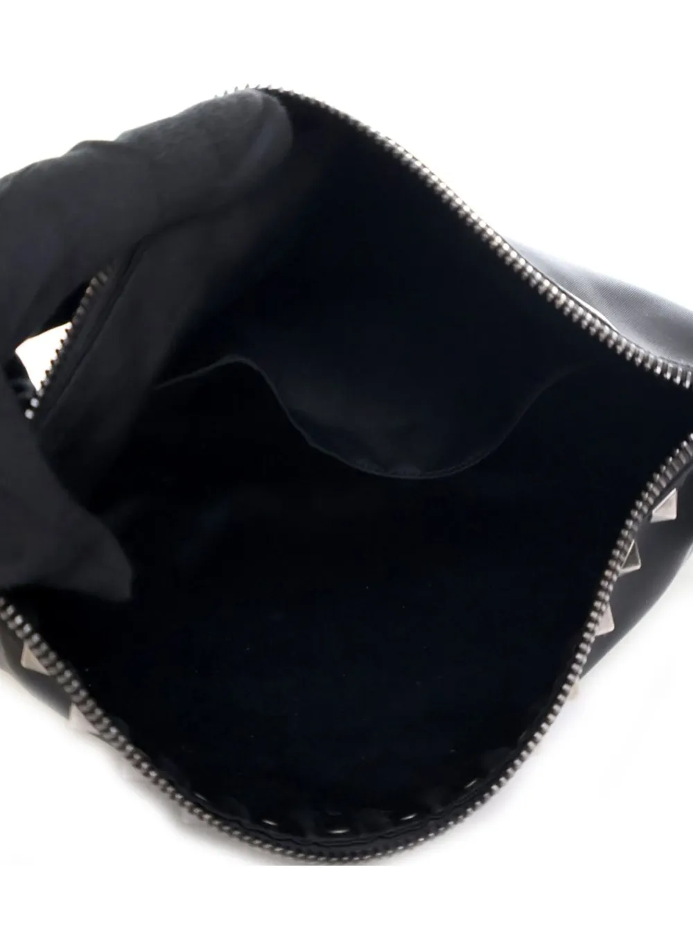 Pre-owned Valentino Garavani 2018-2025 Nylon Rockstud Zip Pouch Clutch Bag In Black
