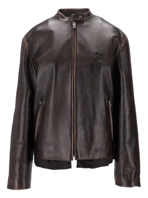 Miu Miu nappa leather logo jacket