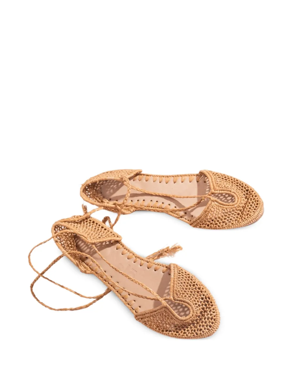 SLO_HAND_MADE raffia lace-up ballet flats | Image 2