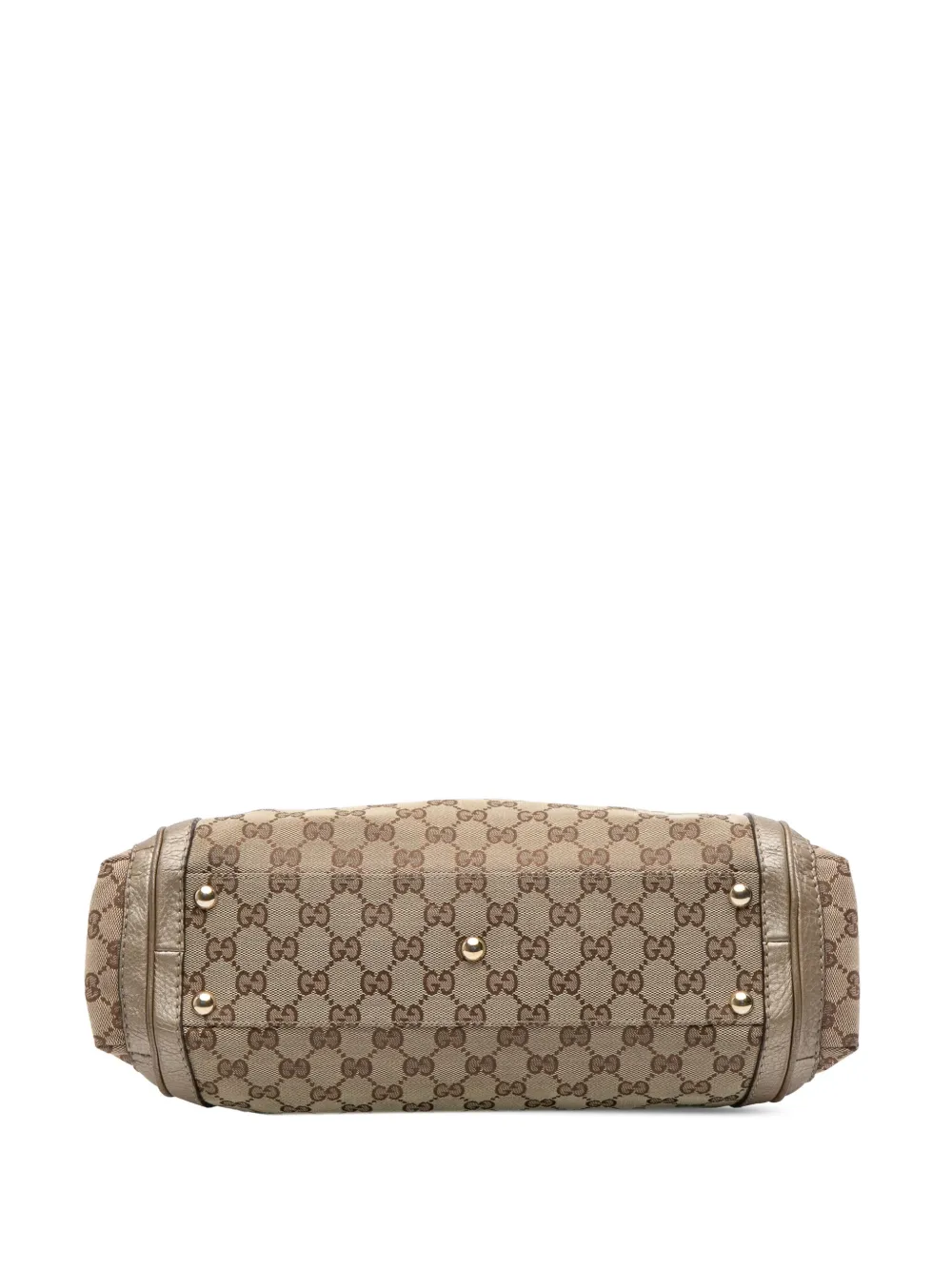 Pre-owned Gucci 2016-2025 Gg Canvas Bella Satchel In Gold