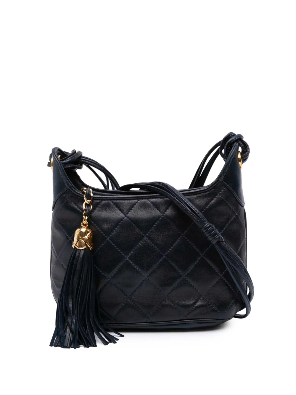 CHANEL Pre-Owned 1989-1991 CC Quilted Lambskin Tassel crossbody bag | Blue | Image 1