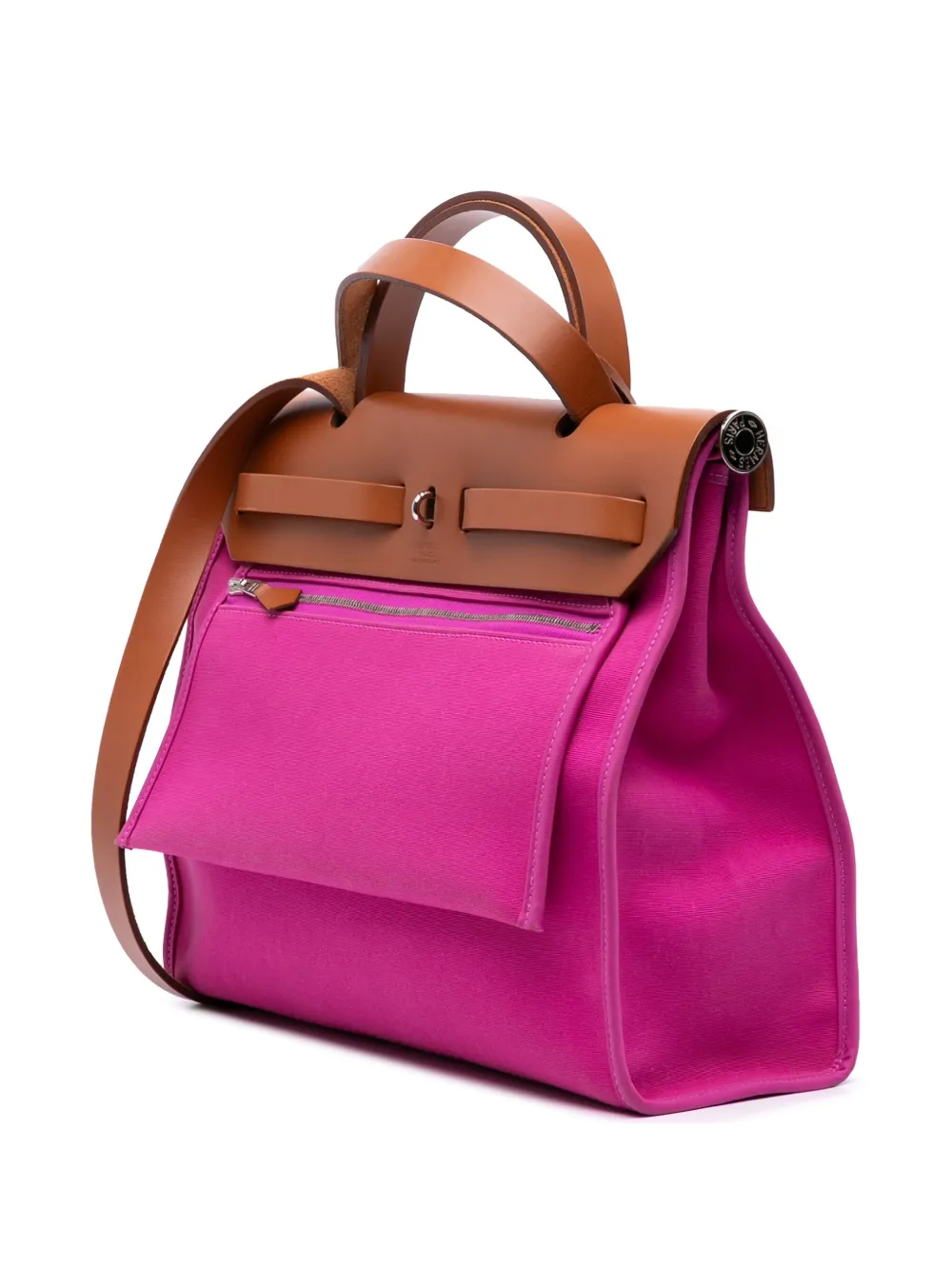 Pre-owned Hermes 2019 Toile Herbag Zip 31 Satchel In Pink