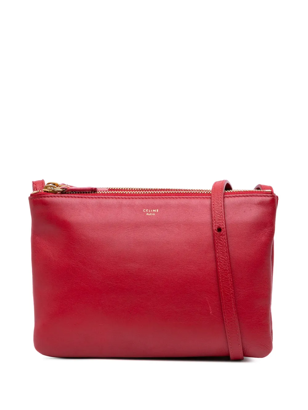Celine Pre-Owned 2014 スモール ラムスキン トリオ ショルダーバッグ - レッド Celine Pre-Owned 2014 スモール ラムスキン トリオ ショルダーバッグ - レッド