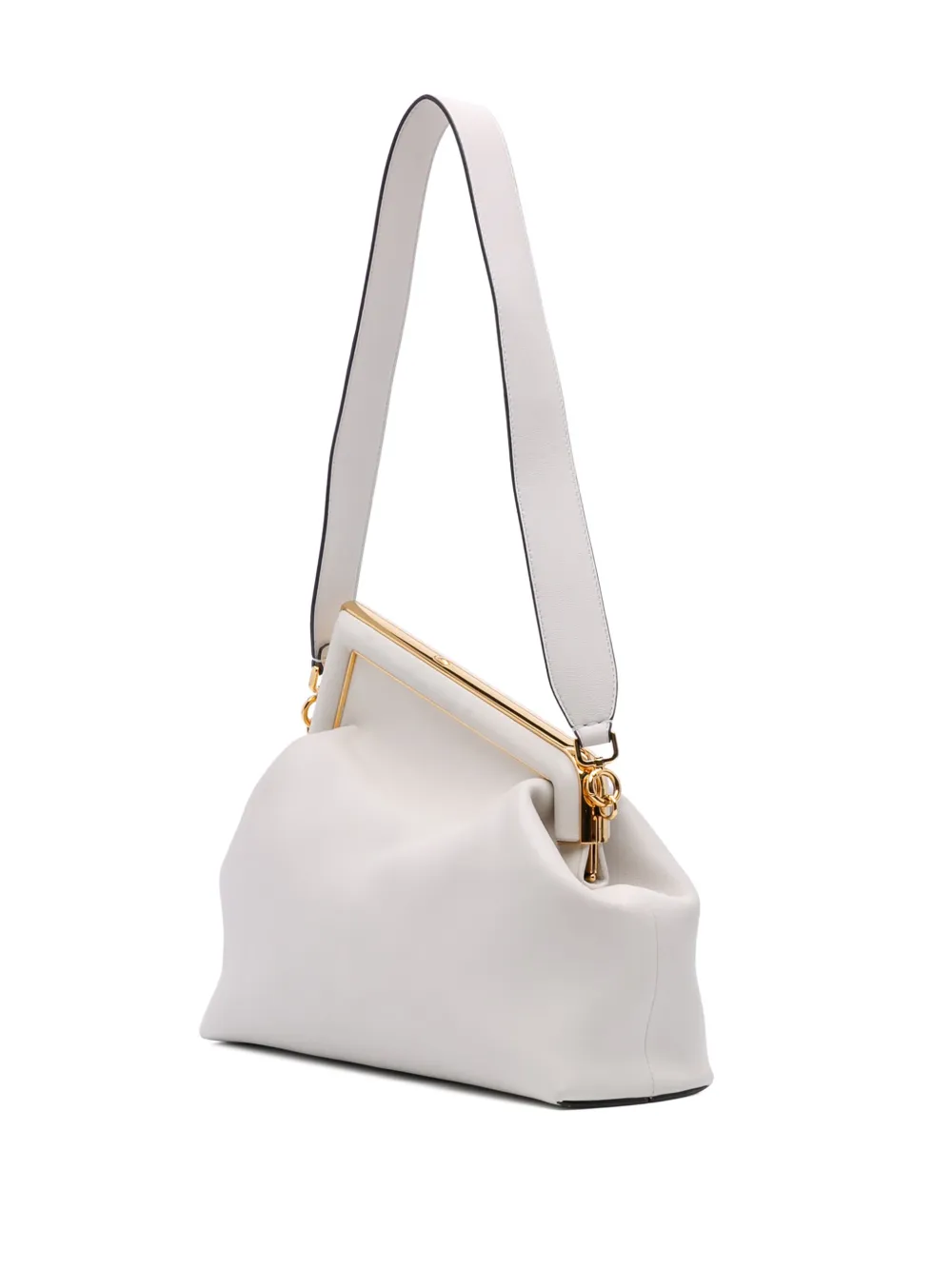 Pre-owned Fendi 2010-2025 Medium Nappa First Shoulder Bag In White