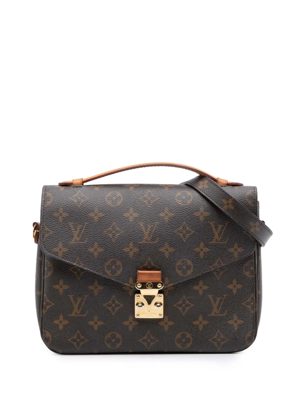 Pre-owned Louis Vuitton 2016 Monogram Pochette Metis Satchel In Brown