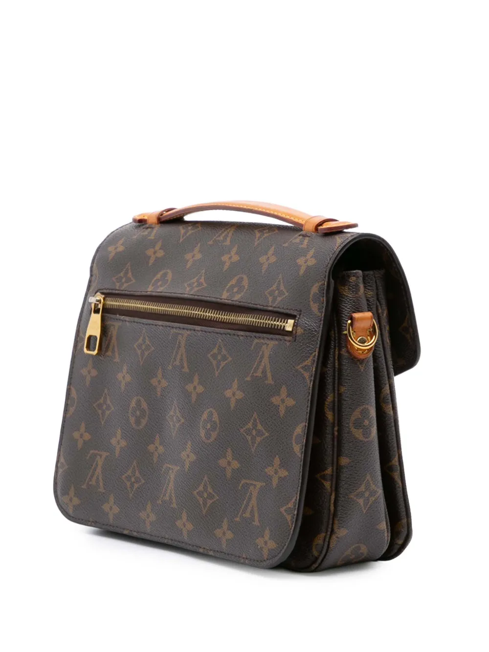 Pre-owned Louis Vuitton 2016 Monogram Pochette Metis Satchel In Brown