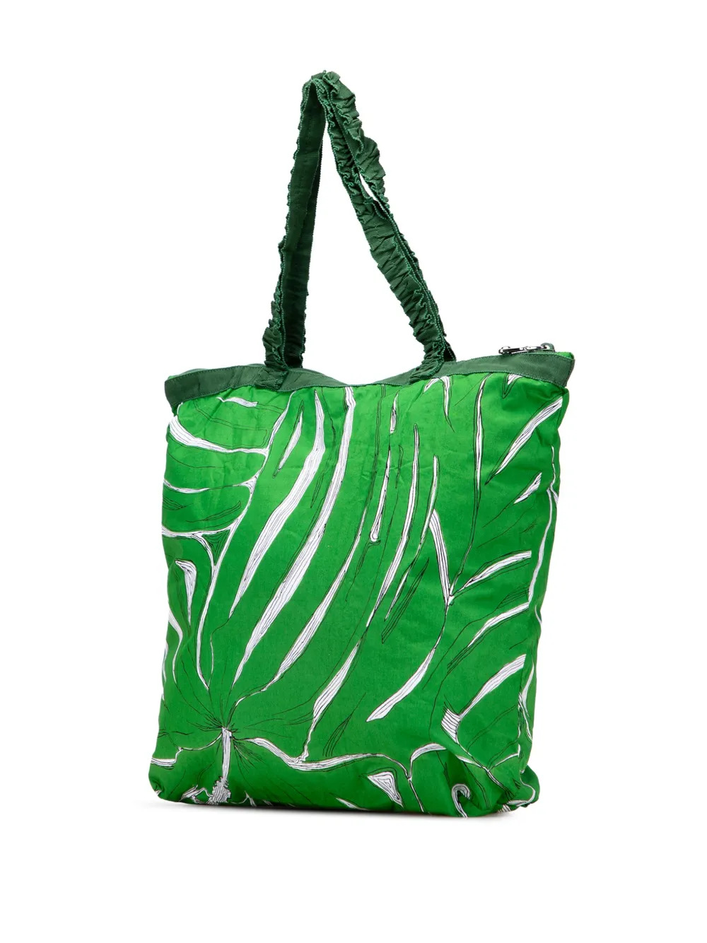 Pre-owned Miu Miu 2010-2025 Canvas Printed Ivy Tote Bag In Green